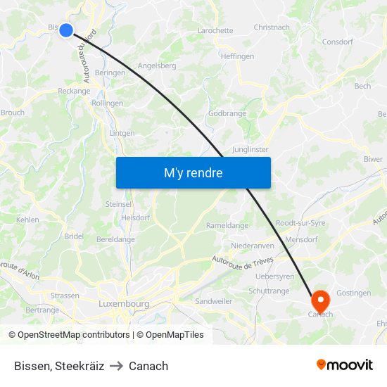 Bissen, Steekräiz to Canach map