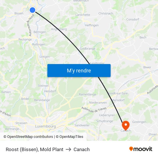 Roost (Bissen), Mold Plant to Canach map