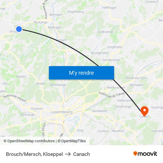 Brouch/Mersch, Kloeppel to Canach map