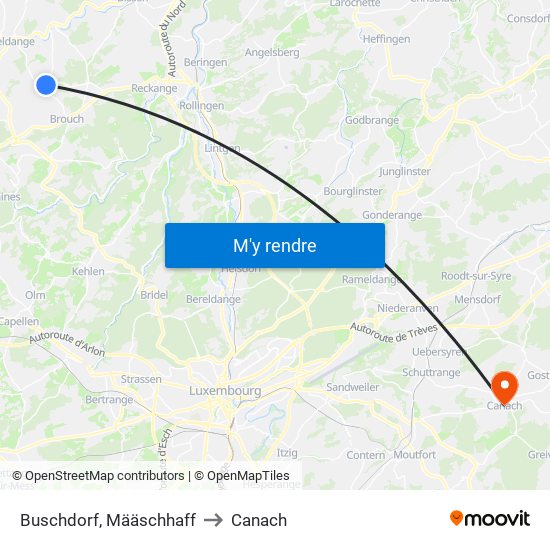 Buschdorf, Määschhaff to Canach map