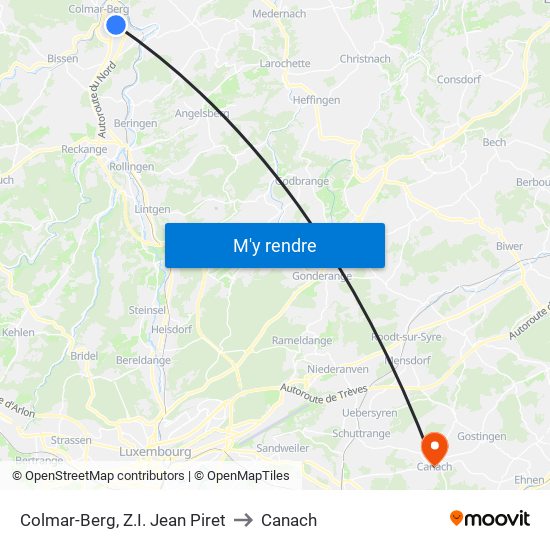 Colmar-Berg, Z.I. Jean Piret to Canach map