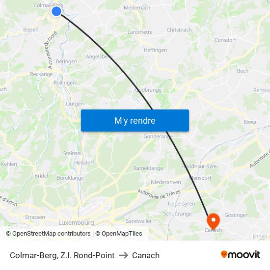 Colmar-Berg, Z.I. Rond-Point to Canach map