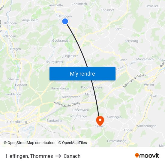 Heffingen, Thommes to Canach map