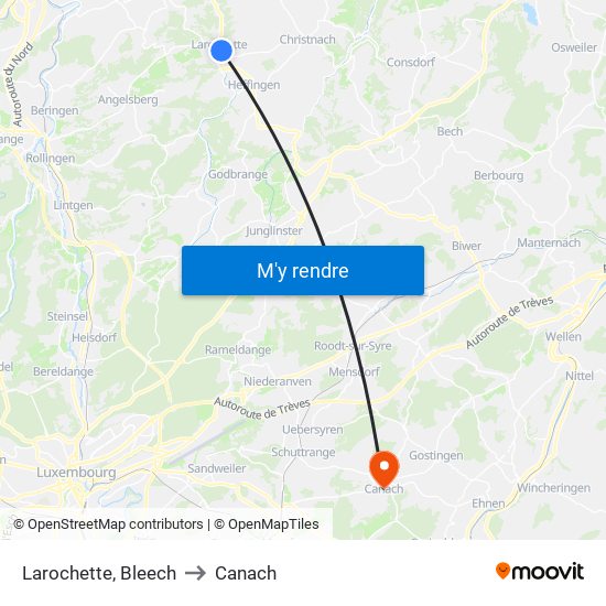 Larochette, Bleech to Canach map