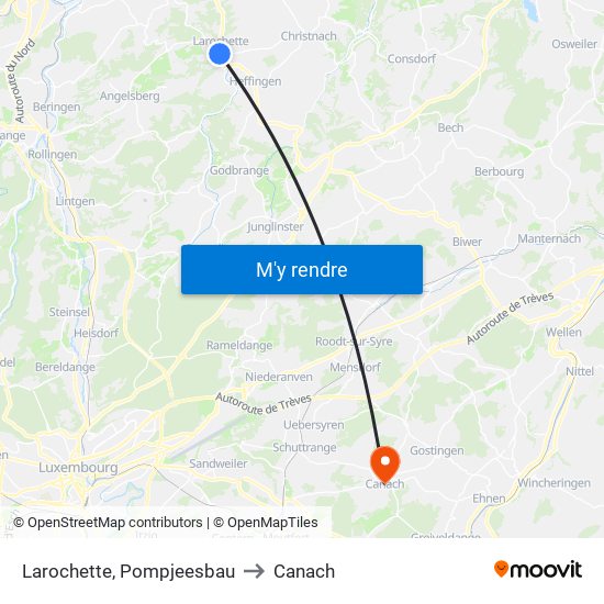 Larochette, Pompjeesbau to Canach map
