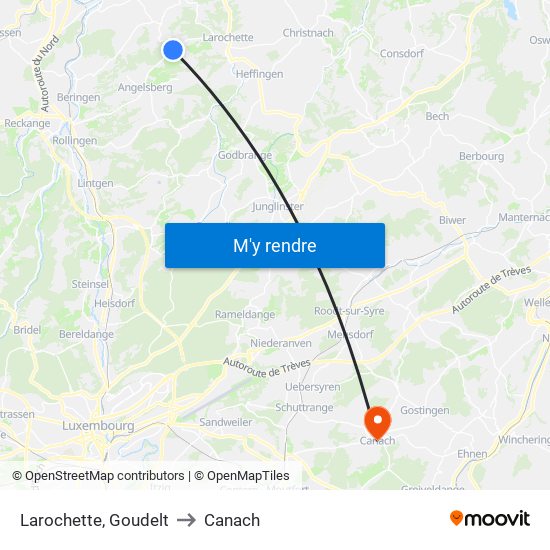 Larochette, Goudelt to Canach map