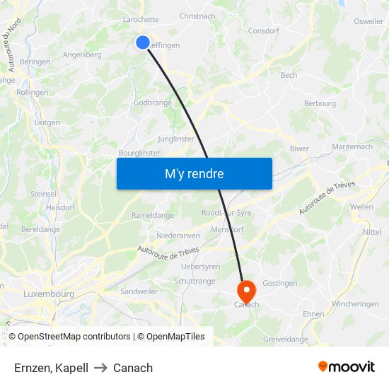 Ernzen, Kapell to Canach map
