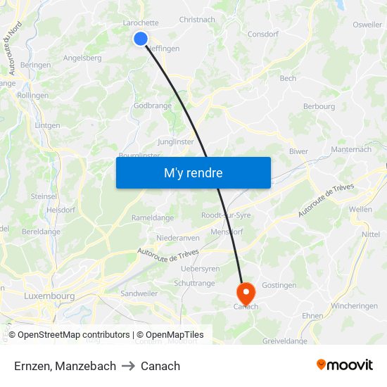 Ernzen, Manzebach to Canach map