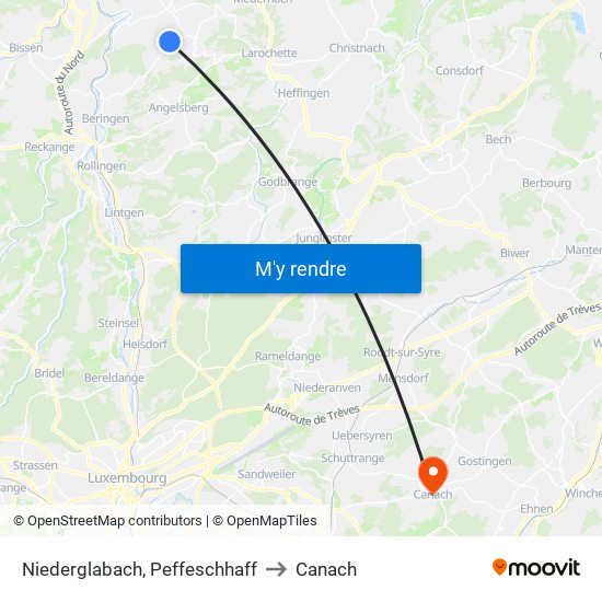 Niederglabach, Peffeschhaff to Canach map