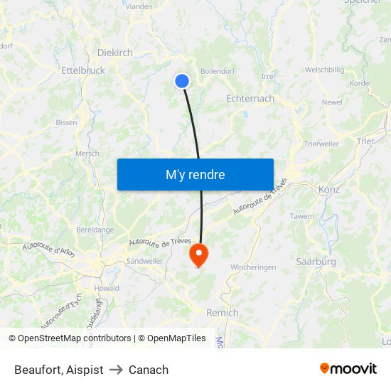 Beaufort, Aispist to Canach map