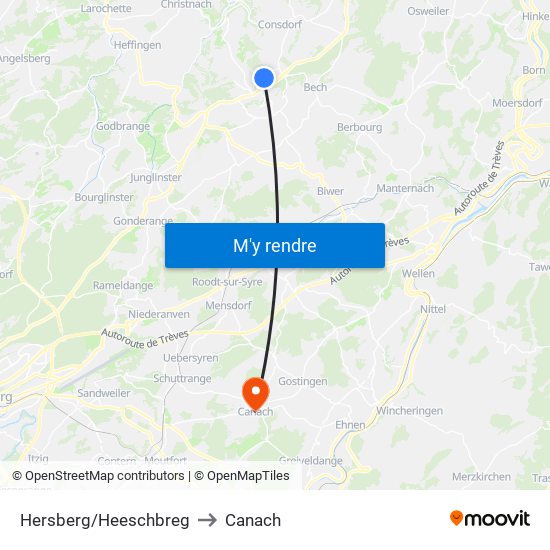 Hersberg/Heeschbreg to Canach map