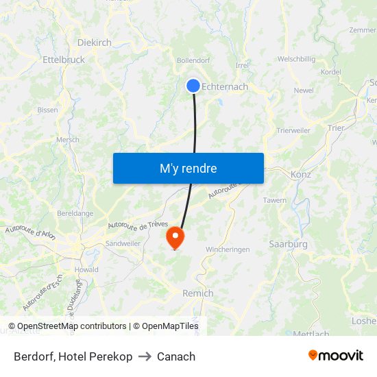 Berdorf, Hotel Perekop to Canach map