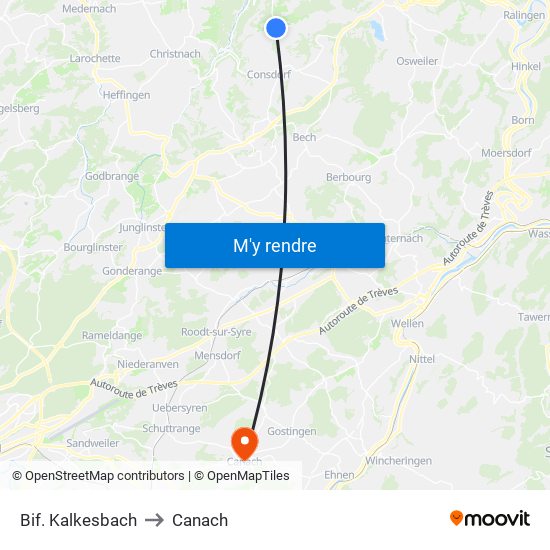Bif. Kalkesbach to Canach map