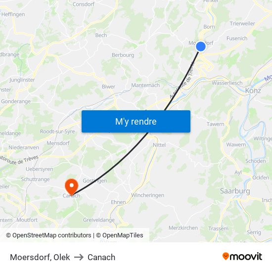 Moersdorf, Olek to Canach map