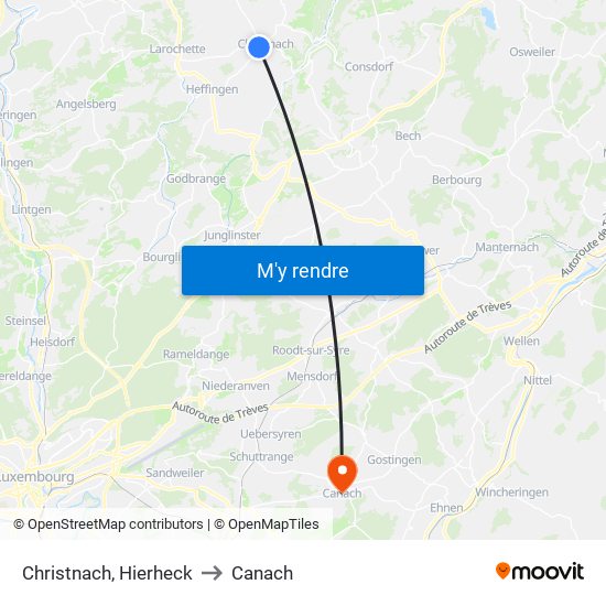 Christnach, Hierheck to Canach map