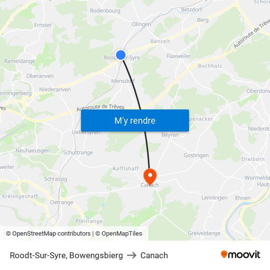 Roodt-Sur-Syre, Bowengsbierg to Canach map