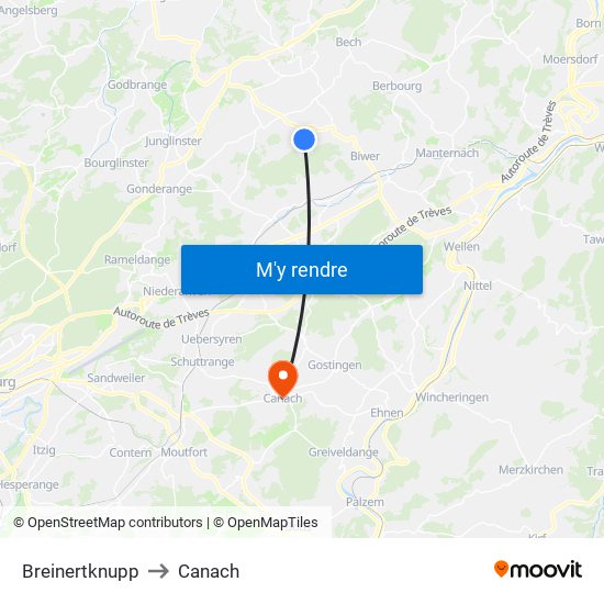 Breinertknupp to Canach map