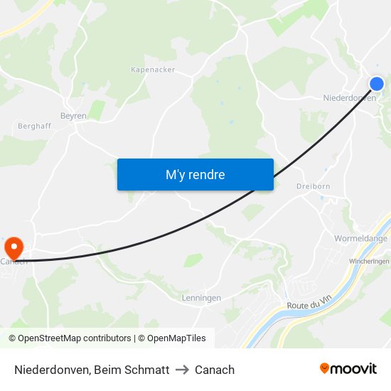 Niederdonven, Beim Schmatt to Canach map