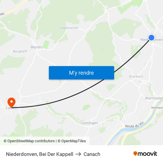 Niederdonven, Bei Der Kappell to Canach map