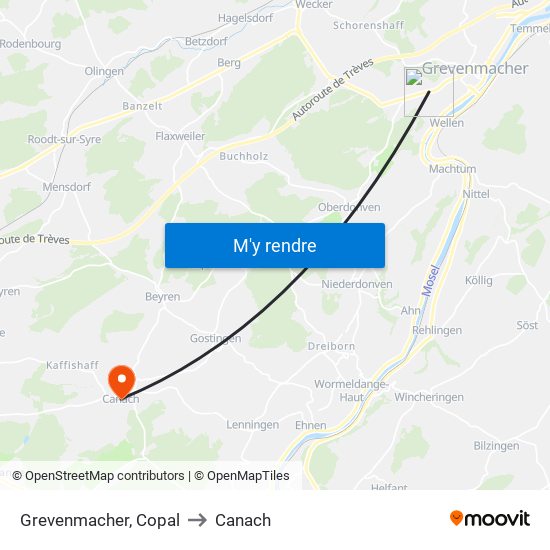 Grevenmacher, Copal to Canach map