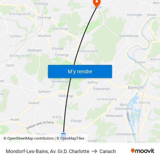 Mondorf-Les-Bains, Av. Gr.D. Charlotte to Canach map