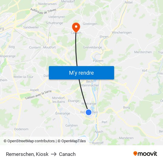 Remerschen, Kiosk to Canach map