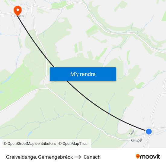 Greiveldange, Gemengebréck to Canach map