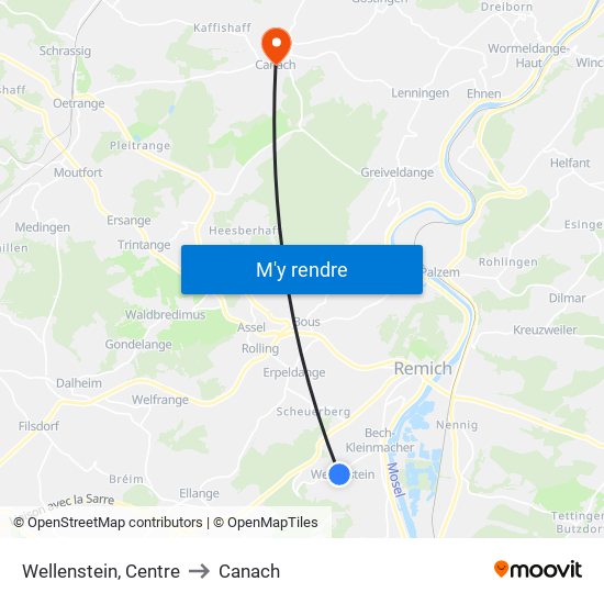 Wellenstein, Centre to Canach map