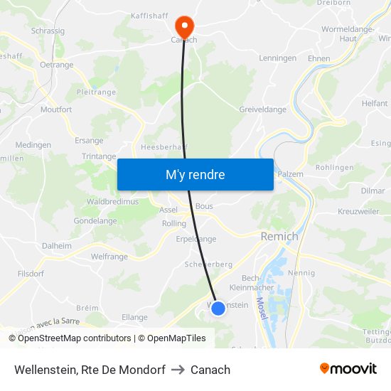 Wellenstein, Rte De Mondorf to Canach map