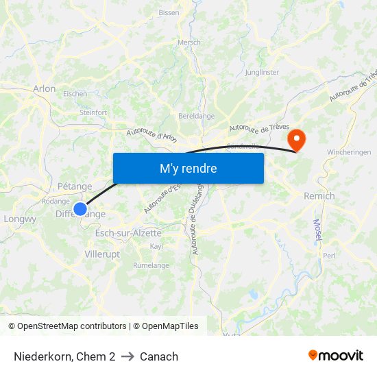 Niederkorn, Chem 2 to Canach map