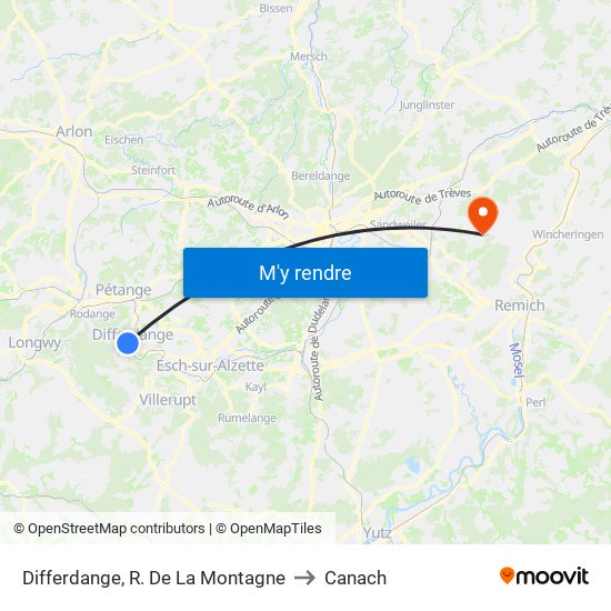 Differdange, R. De La Montagne to Canach map