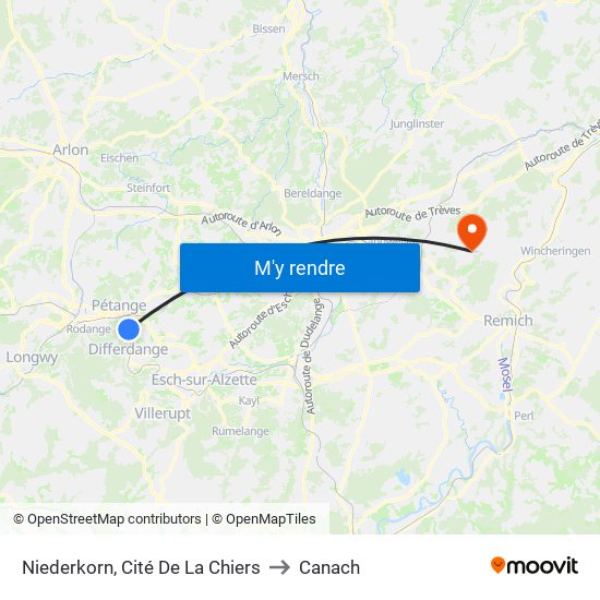 Niederkorn, Cité De La Chiers to Canach map