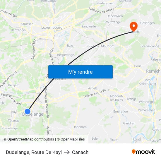 Dudelange, Route De Kayl to Canach map