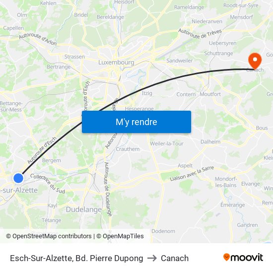 Esch-Sur-Alzette, Bd. Pierre Dupong to Canach map