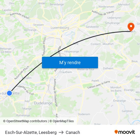 Esch-Sur-Alzette, Leesberg to Canach map