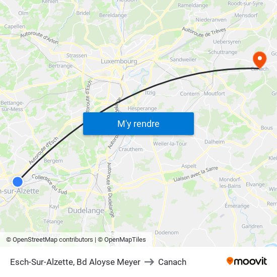 Esch-Sur-Alzette, Bd Aloyse Meyer to Canach map