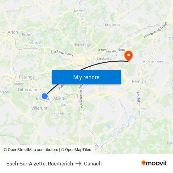 Esch-Sur-Alzette, Raemerich to Canach map