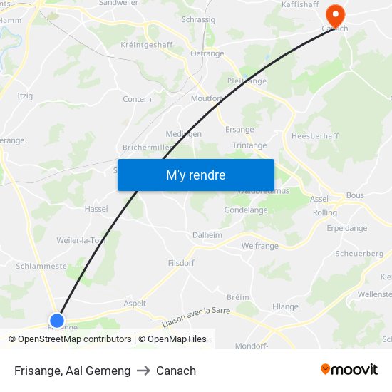 Frisange, Aal Gemeng to Canach map