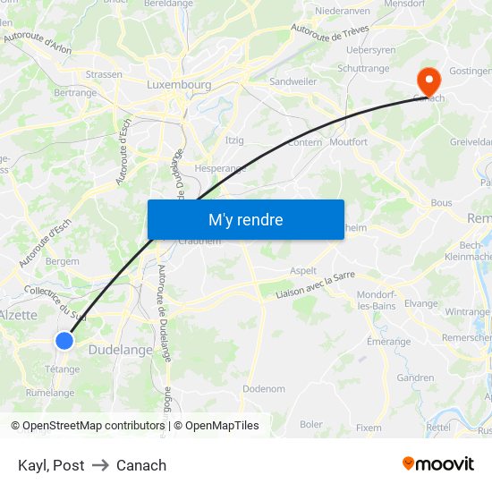 Kayl, Post to Canach map