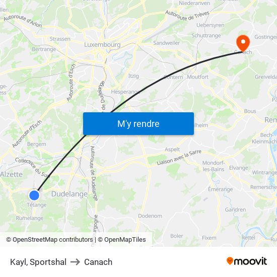 Kayl, Sportshal to Canach map