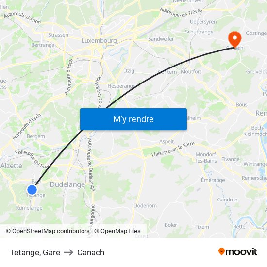 Tétange, Gare to Canach map