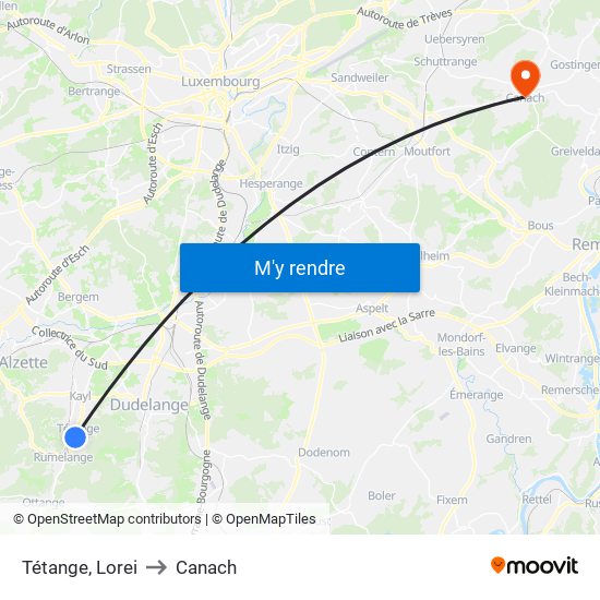 Tétange, Lorei to Canach map