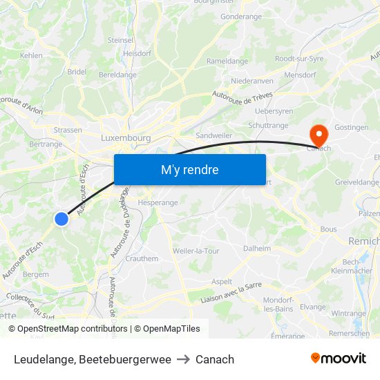 Leudelange, Beetebuergerwee to Canach map