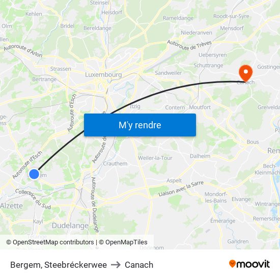 Bergem, Steebréckerwee to Canach map