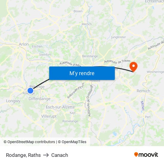 Rodange, Raths to Canach map