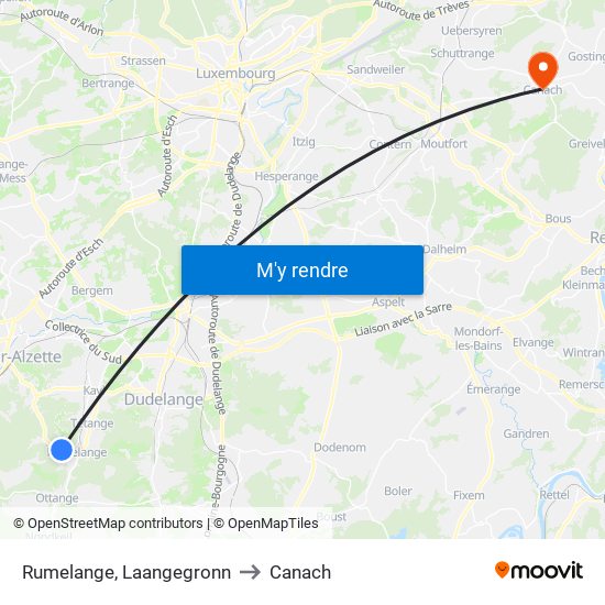 Rumelange, Laangegronn to Canach map