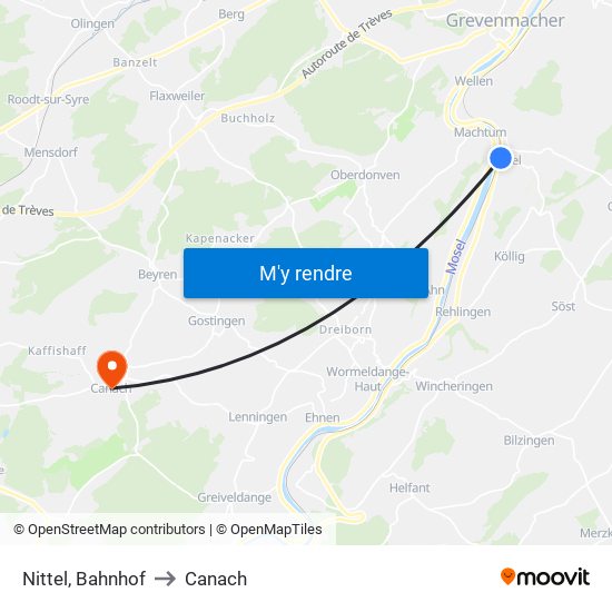 Nittel, Bahnhof to Canach map