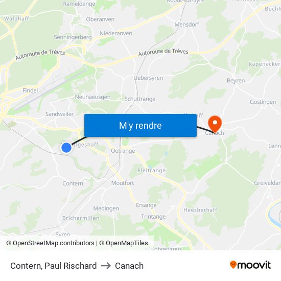 Contern, Paul Rischard to Canach map