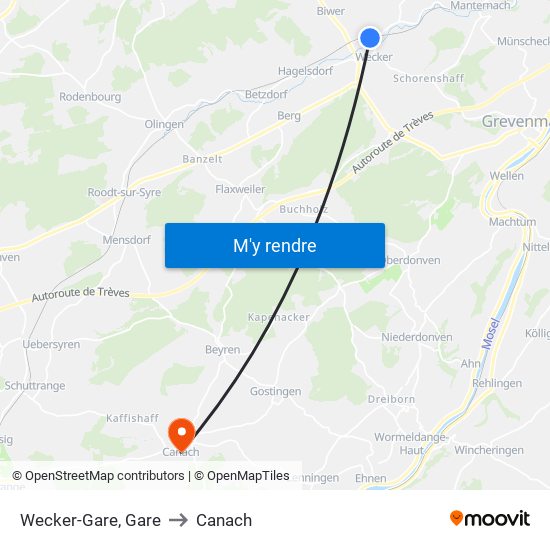 Wecker-Gare, Gare to Canach map