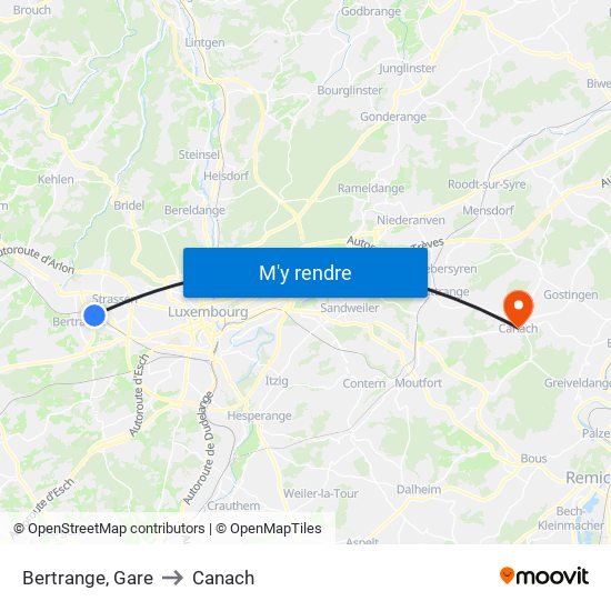 Bertrange, Gare to Canach map